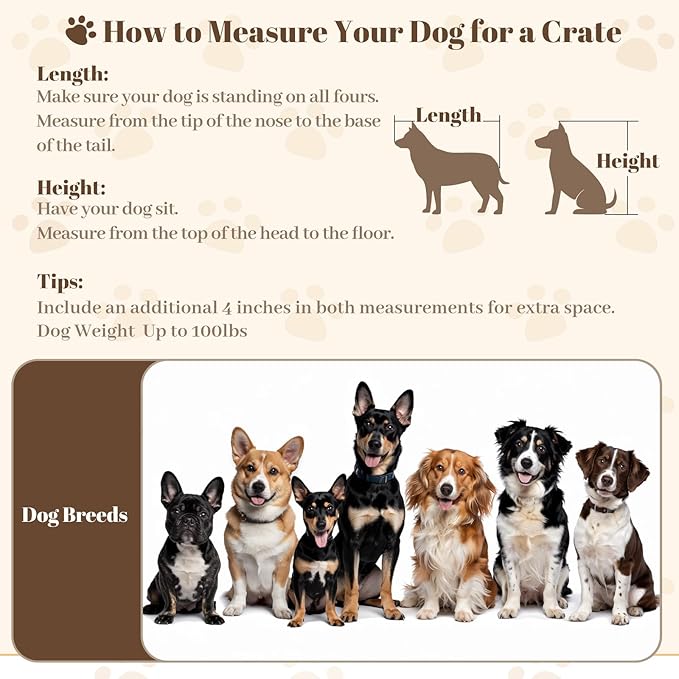 Dog Crate Furniture for Large Dogs, 36" Indoor Wooden Dog Kennel with 270° Swivel Door, 360° Rotating Feeder, Decorative Heavy Duty Dog House with Double Locks & Bowls, Rustic Brown
