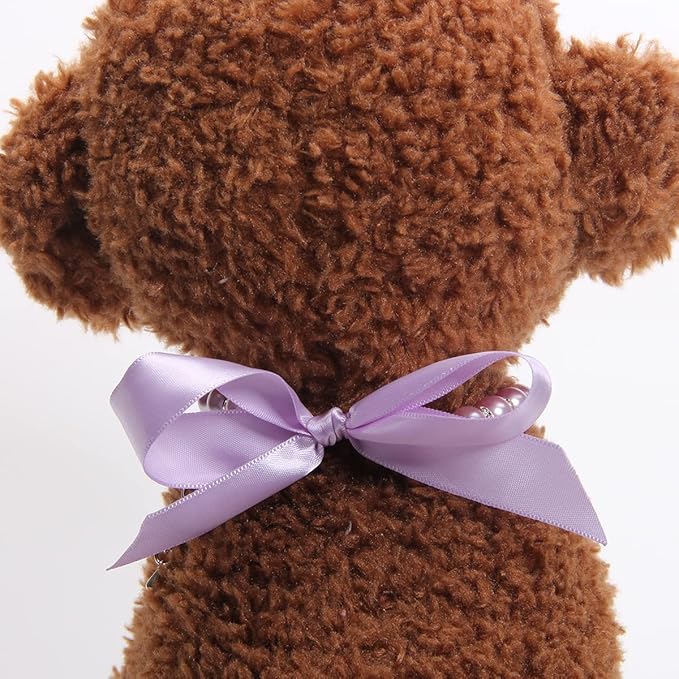 Dog Cat Pearls Necklace Collar with Bling Accessories and Ribbon Bow Pet Puppy Jewelry for Female Dogs Cats Small Medium (S, Purple)