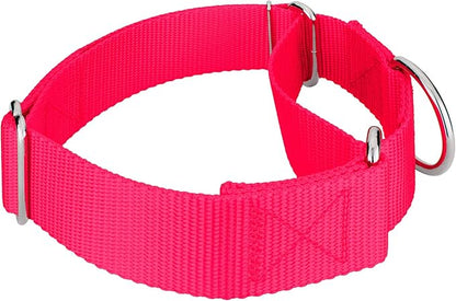 Country Brook Petz 1 1/2 Inch Martingale Heavy Duty Nylon Adjustable Dog Collar for Small, Medium, Large Breeds - Vibrant 17 Color Selection (Hot Pink, Extra Large)