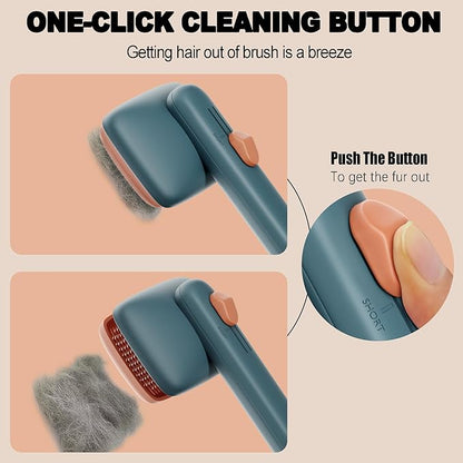 Deshedding Brush for Dogs and Cats - Adjustable 2-Level Bristles, Skin-friendly Design With Release Button for Long and Short Hair