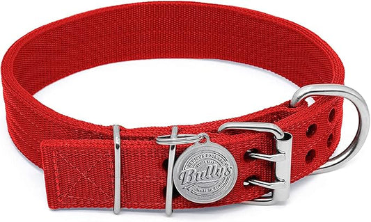 Pit Bull Collar, Dog Collar for Large Dogs, Heavy Duty Nylon, Stainless Steel Hardware (XL, Fire Engine Red)
