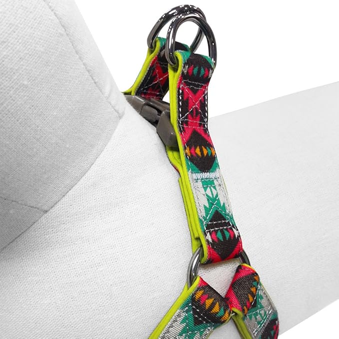 Blueberry Pet 2 Colors Soft & Comfy Step-in Southwestern Vintage Tribal Print Padded Dog Harness, Chest Girth 23.5" - 29.5", Extravagant Green, M/L, Adjustable Harnesses for Dogs