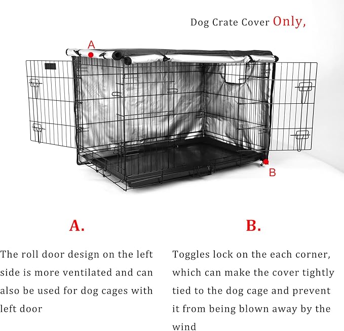 Senmortar Double Door Dog Crate Cover Wire Dog Cage Cover Waterproof Durable Lightweight 420D Polyester for Pet Crates Black 42 inches