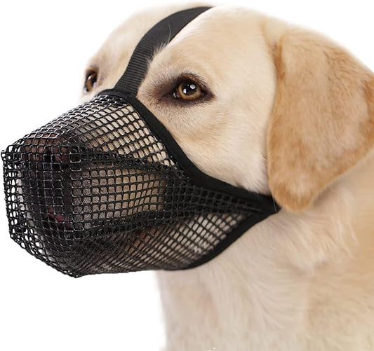Crazy Felix Dog Muzzle, Soft Mesh Muzzle for Small Medium Large Dogs Labrador German Shepherd, Breathable Adjustable Muzzles for Biting, Chewing, and Scavenging, Allows Panting and Drinking(Balck, L)