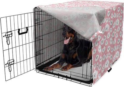 Ambesonne Cloud Dog Crate Cover, Continuous Fluffy Cumulus Blush Tones Sky Cartoon, Easy to Use Pet Kennel Cover for Medium Large Dogs, 42 Inch, Pink Charcoal