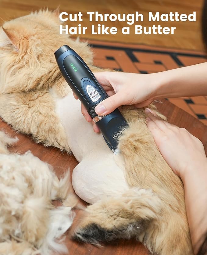 oneisall Cat Clippers and Paw Trimmer 3 in 1,Cat Grooming Kit,Cat Clippers for Matted Hair,Cordless Cat Shaver for Matted Long Hair,2 Speed Cat Hair Trimmer,Pet Clippers for Cats and Small Dogs
