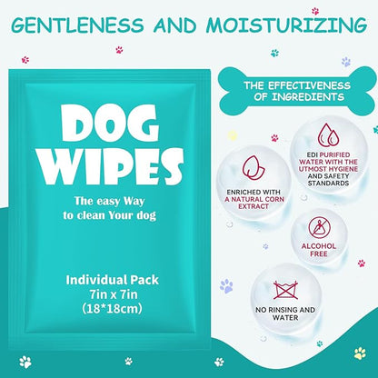 Pet Wipes for Dogs, Cleaning and Odor-Controlling Grooming Wipes for Paws, 80 Count