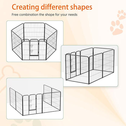 FDW Dog Playpen Dog Pen Dog Kennel 6 Panels 32 Inch Height Indoor Outdoor Folding Metal Portable Puppy Exercise Pen Heavy Duty Dog Fence for Yard Camping,Black