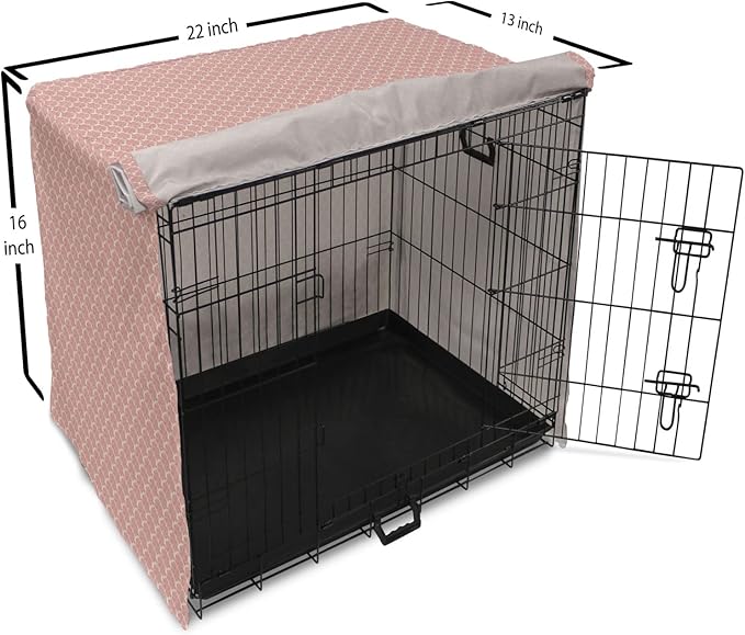 Lunarable Damask Dog Crate Cover, Victorian Ornate Feminine Pattern Old Fashioned Repeated Curly Floral Leaves, Easy to Use Pet Kennel Cover for Small Dogs Puppies Kittens, 22 Inch, Beige Rose