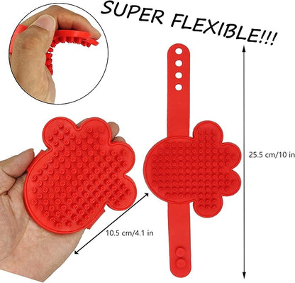 KIRTI PET Grooming Massage Brush for Dogs Cats, Shampoo Bathing Combing and Deshedding Silicone Brush, Soft Rubber Soothing Slicker Bristles with Adjustable Strap B105