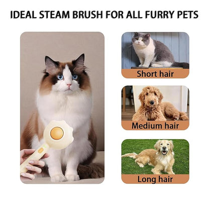 3-in-1 Steam Brush For Cats，Indoor Dog Grooming Shedding Defur Comb，For Long And Short Haired Pets Spray Hair Removal Comb – Includes Cleaning Waterless Shampoo