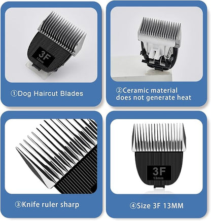 Replacement Blade for nebot P1 Pro Pet Grooming Kit & Vacuum,Size-3F Cut Length 1/2"(13mm),Made of Ceramic Blade & Stainless Steel Blade