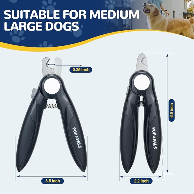 PUP&PALS Large/Medium Dog Nail Clipper with Sharp Stainless Steel Blade, Anti-Slip Grip and Heavy Duty Design Dog Nail Trimmers，Easy Cutting for Thick Claws and Toenails