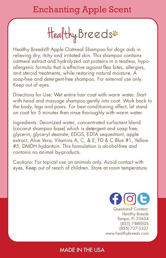 Healthy Breeds Pit Bull Apple Oatmeal Shampoo 8 oz