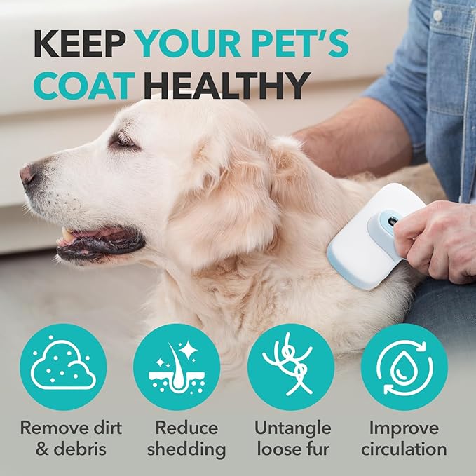 Pet Grooming Cat Hair Brush - Self Cleaning Brushes for Long and Short Haired Cats Dogs | Shedding, Matted Fur, Undercoat Cleaner Tool | Soft Bristle, One-Click Release Button