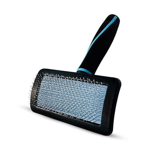 Pet Slicker Brush (Small Size, Black) for Grooming Pet Hair with Fluff Detangle Style – Dog Brush for Long & Short Haired Dogs for Goldendoodles – Curved Pin for – Removes Tangles & Loose Fur