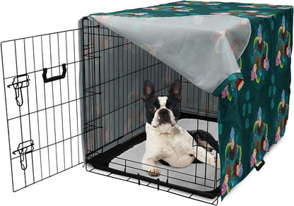 Lunarable Mermaid Dog Crate Cover, Smiling Happy Cheerful Mermaids with Seashells Scallops Exotic Waters Spirals, Easy to Use Pet Kennel Cover for Small Dogs Puppies Kittens, 22 Inch, Teal Multicolor