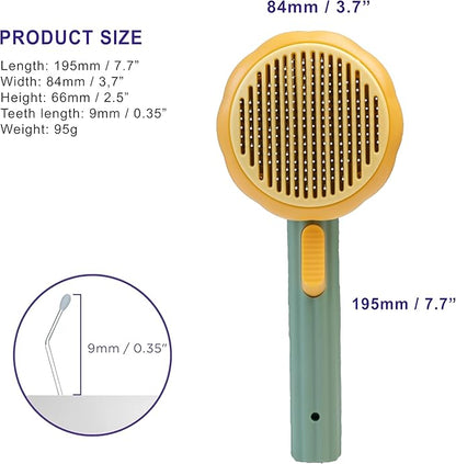 Self Cleaning Slicker Brush, Dog Cat Bunny Pet Grooming Shedding Brush - Easy to Remove Loose Undercoat, Pet Massaging Tool Suitable for Pets with Long or Short Hair (Orange & Green)