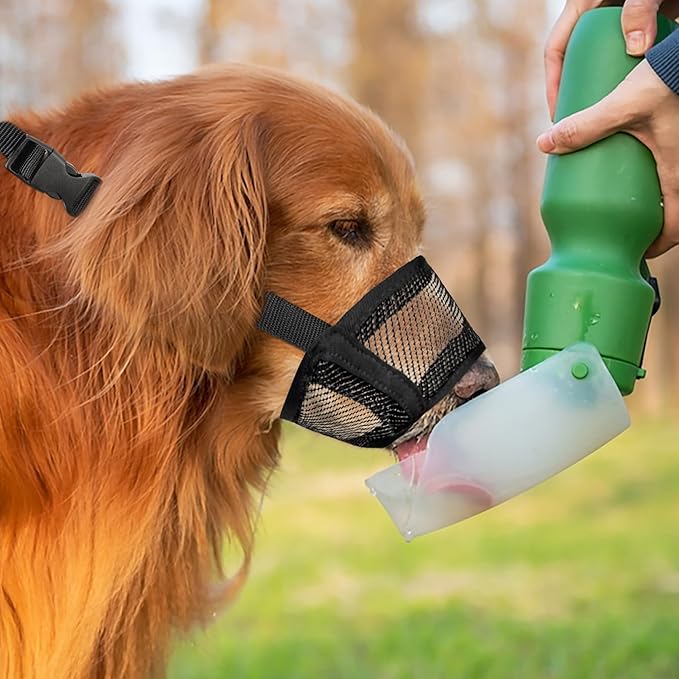 Flintstone Muzzle for Medium Sized Dog - Soft Mesh Dog Muzzle Medium Sized Dogs | Breathable Dog Muzzles for Medium Dogs | Dog Muzzles to Prevent Biting Chewing Grooming | No Bark Muzzle M 8”-9.5”