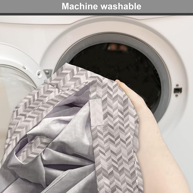Lunarable Chevron Dog Crate Cover, Monochrome Stripes 3 Dimensional Pattern Geometric Chevron Design Abstract, Easy to Use Pet Kennel Cover for Medium Large Dogs, 36 Inch, Taupe and Grey