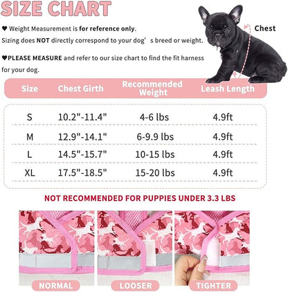 Step in Dog Harness and Leash Set, Reflective Adjustable Dog Vest Harness No Pull Puppy Harnesses for Small Dogs and Cats (S, Pink)
