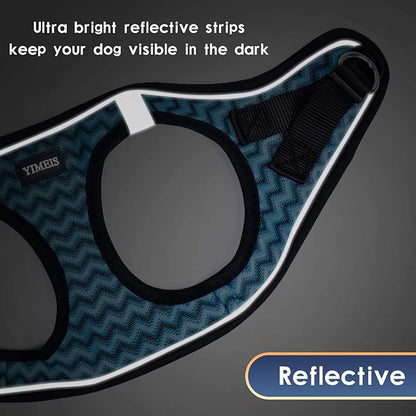 YIMEIS Dog Harness and Leash Set, No Pull Soft Mesh Pet Harness, Reflective Adjustable Puppy Vest for Small Dogs, Cats (S, Blue)