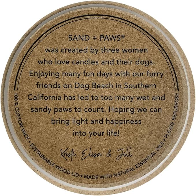 Sand + Paws Scented Candle - Ocean & Sea Salt –Luxurious Air Freshening Jar Candles Neutralize pet Odors and Enhance Home décor – 100% Cotton Lead-Free Wicks - 12 oz