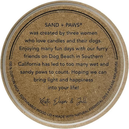 Sand + Paws Scented Candle - Ocean & Sea Salt –Luxurious Air Freshening Jar Candles Neutralize pet Odors and Enhance Home décor – 100% Cotton Lead-Free Wicks - 12 oz