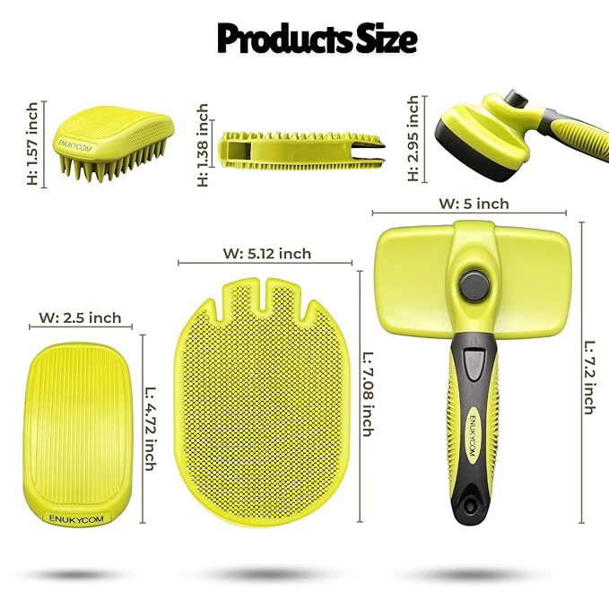 Self Cleaning Slicker Brush for Dogs Cats plus Rubber Pet Bath Brushes for Grooming, DeShedding, Massage & Skin Care - Pet Silicone Shampoo Brush for Long & Short Hair Small Large Pets Dogs