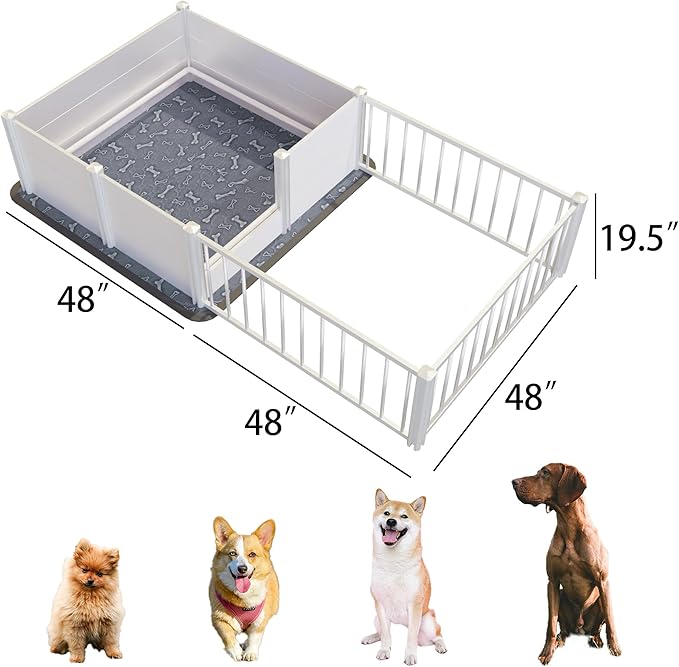 Whelping Box,Whelping Box for Dogs with Washable Puppy Pads, Double Rooms Whelping Pen for Large Breed Dogs,Indoor Whelping Kit for Puppies Birth,White,96"x48"x19.5"