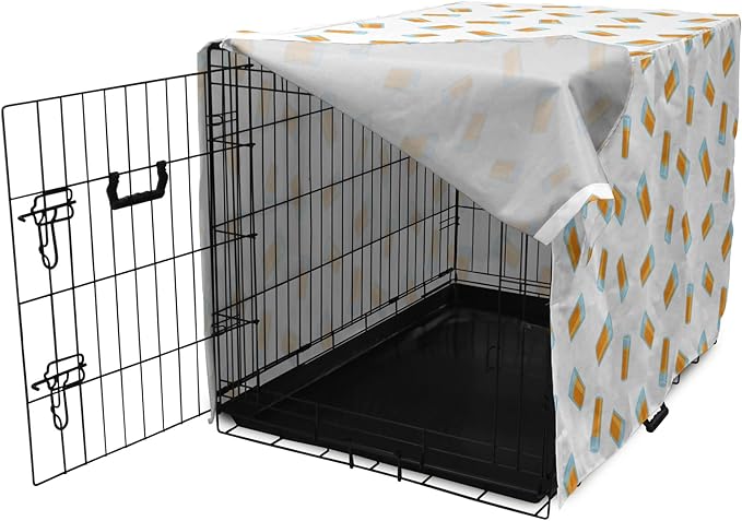 Lunarable Drinks Dog Crate Cover, Pattern of Fresh Orange Fruit Juice Scattered on a Plain Background, Easy to Use Pet Kennel Cover for Small Dogs Puppies Kittens, 22 Inch, Orange Pale Blue