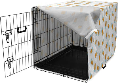 Lunarable Drinks Dog Crate Cover, Pattern of Fresh Orange Fruit Juice Scattered on a Plain Background, Easy to Use Pet Kennel Cover for Small Dogs Puppies Kittens, 22 Inch, Orange Pale Blue