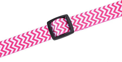 Mile High Life Dog Collar | Cute Puppy Collars | Lightweight Girl Dog Collar | Soft Boy Dog Collars | w Geometric Ocean Wavy Pattern (Pink, Large)