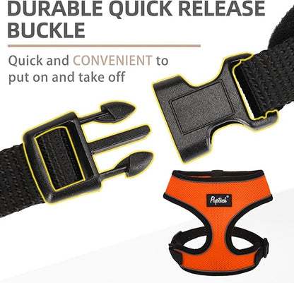PUPTECK Soft Mesh Dog Harness and Leash Set Pet Puppy Cat Comfort Padded Vest No Pull Harnesses, Solid Orange, S