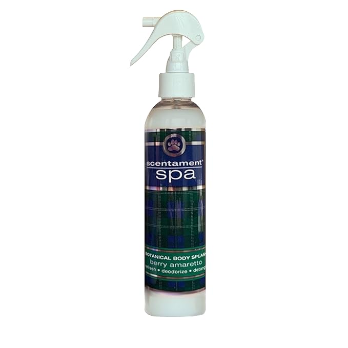 Best Shot Scentament Spa Botanical Body Splash, Detangler Spray, Hypoallergenic Body Spray for Cat and Dog, Berry Amaretto, 8 Oz.