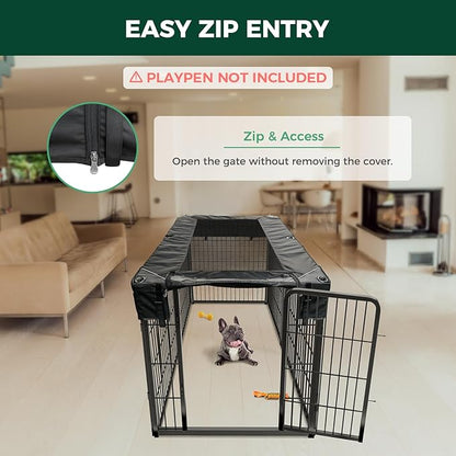 FXW Mesh Top Cover Specialized for FXW Dog Playpen (Not Suitable for Other Brands), Fits for FXW 32"/40"/45" H 6 Panels Homeplus/Rollick/Instant Dog Playpen│Patent Pending (Playpen not Included)