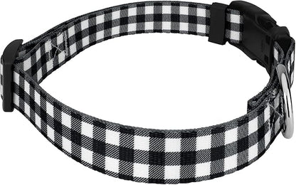 Country Brook Petz - Deluxe Black & White Buffalo Plaid Dog Collar - Made in The U.S.A. - Plaid and Argyle Collection Featuring Charming Designs (1 Inch, Extra Large)