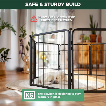 FXW Homeplus Dog Playpen for Indoor Use - Stress-Free and Safe Play, Heavy Duty 24 Inch 12 Panels Dog Pen for Puppies & Small Dogs, Black│Patented