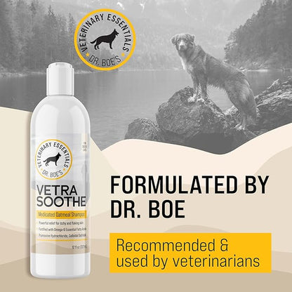Dr. Boe's Veterinary Essentials VetraSoothe Medicated Oatmeal Shampoo - Powerful Relief for Itchy & Flaky Skin for Dogs and Cats - 16 fl. oz
