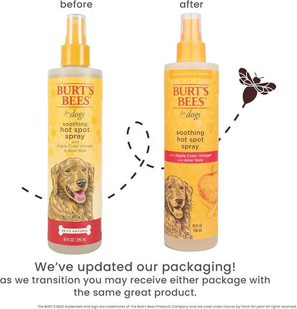 Burt's Bees for Pets Hot Spot Spray with Apple Cider Vinegar and Aloe Vera for Itchy Dogs, 95% Natural Origin Formulas, Itchy Skin Relief, 10 Fl Oz