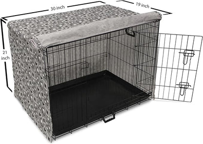 Lunarable Casino Dog Crate Cover, Playing Cards Abstract Style with Monochrome Display Gambling Theme, Easy to Use Pet Kennel Cover for Cats & Medium Dogs, 30 Inch, Black White Grey