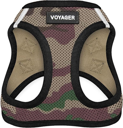 Voyager Step-In Air Dog Harness - All Weather Mesh, Reflective, No Pull Harness for Small, Medium Dogs, Cats - Secure with Hook & Loop Fastener, Buckle, Double D-Rings - Army/Black Trim, XXXS
