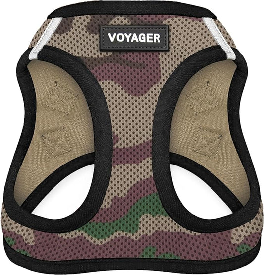 Voyager Step-In Air Dog Harness - All Weather Mesh, Reflective, No Pull Harness for Small, Medium Dogs, Cats - Secure with Hook & Loop Fastener, Buckle, Double D-Rings - Army/Black Trim, XXXS