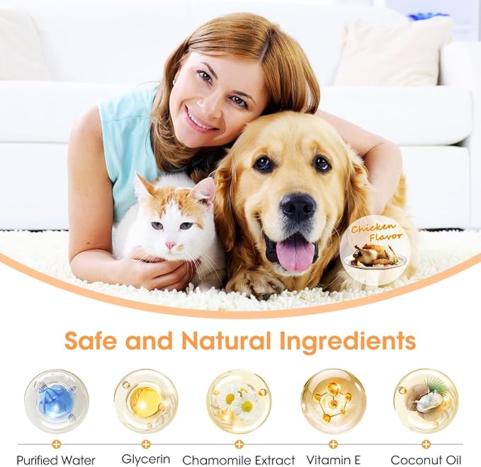 Teeth Cleaning Finger Wipes for Dogs & Cats, Reduces Plaque & Tartar, Freshens Breath, Pre-Soaked Pet Teeth Wipes, Easy to Use Disposable Dental Cleaning Pads, 100 Count, Chicken Flavor