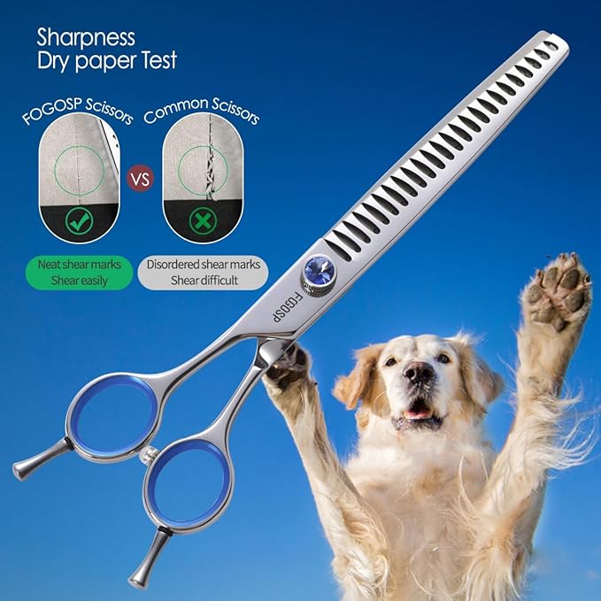 Chunkers Dog Grooming Scissors Left Handed 7.0'' Professional Thinning Shears for Dogs Pet Grooming Scissors Chunkers Shears Dog Grooming Japan 440C 70% Thinning Rate 18 Teeth(7.0'' Chunkers)