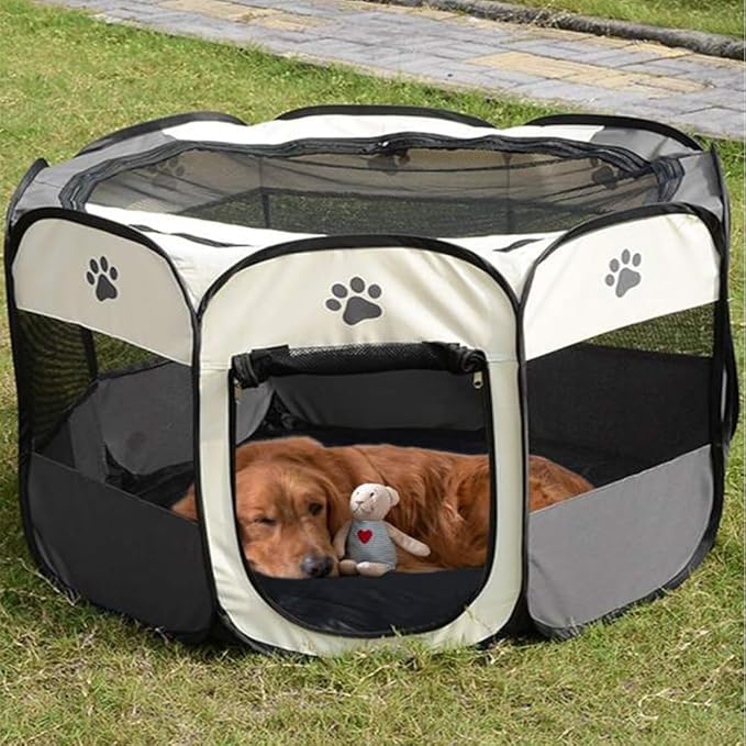 Mile High Life | Foldable Dog Playpen | Portable Dog Crate w Removable Shade Cover | Dog Kennel Indoor/Outdoor w Carry Case | Pen Tent for Dog/Cat/Rabbit(Gray, Small (29"x29"x17"))