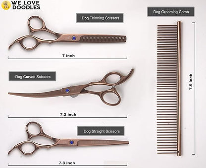We Love Doodles Small Dog Grooming Comb & Dog Grooming Scissors Kit Bundle - Grooming Comb & Grooming Shears, Scissors and Scissors Kit - Removes Tangles - Made in USA