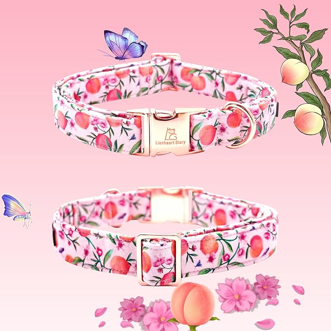 Lionheart glory Pink Dog Collar Peach Dog Collar Girl Soft Durable Adjustable Puppy Gift Collar Spring Collar Dog