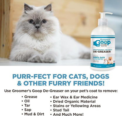 Groomer's Goop Pre-Bath Treatment De-Greaser for Dogs & Cats - 16 oz Bottle