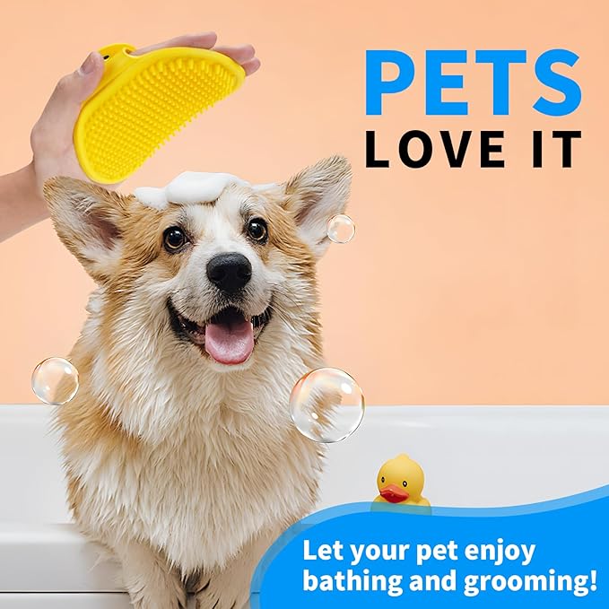 Dog Bath and Grooming Brush | Shampoo Massage Comb With Adjustable Loop Handle for Short and Long Hair Cats and Dogs, 2pcs (Tapered Head, Blue + Green)